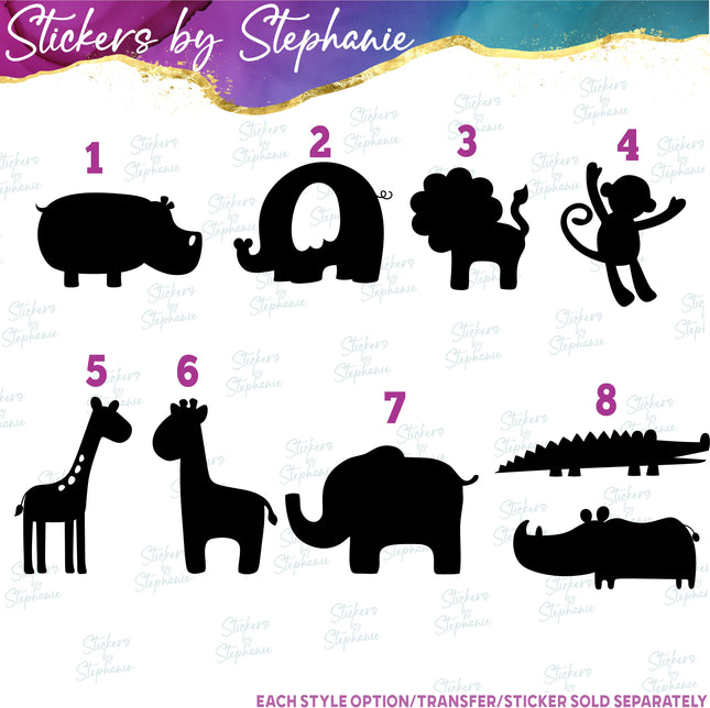 (s01A-138) Safari Animals Iron-On Transfer