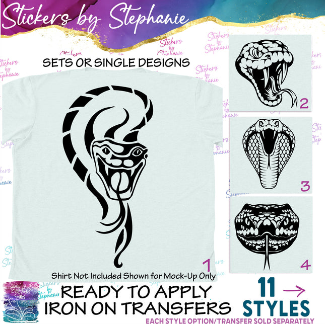 (s01A-143) Snakes, Cobra Iron-On Transfer
