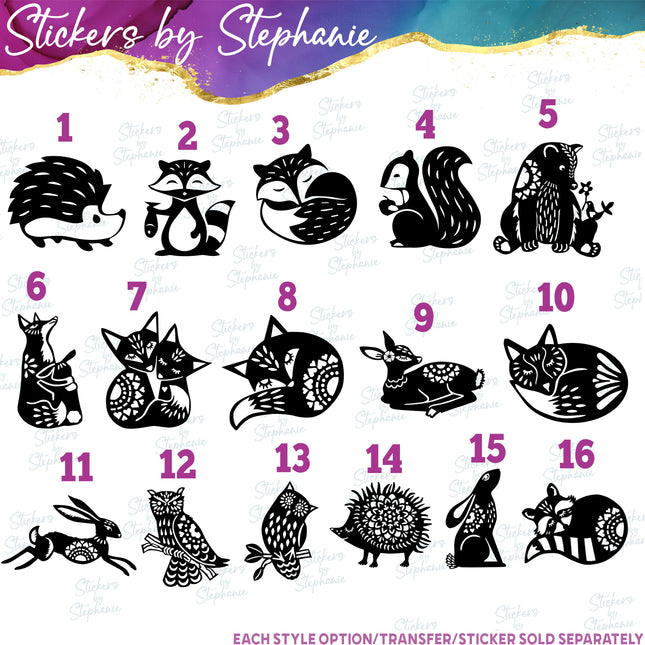 (s01A-144) Forest Animals Iron-On Transfer