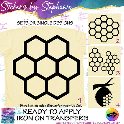 (s01A-149) Honeycomb Bee Hive Iron-On Transfer