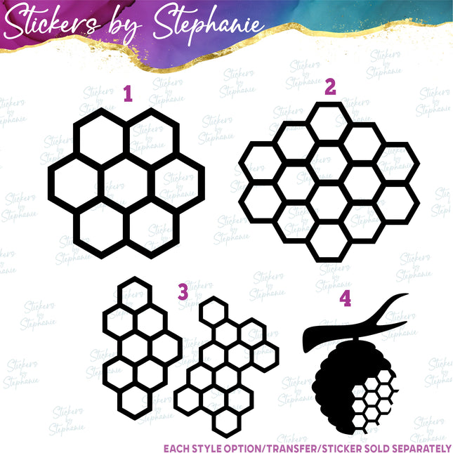 (s01A-149) Honeycomb Bee Hive Iron-On Transfer
