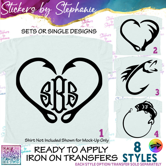 (s01A-152) Fishhook, Fish Hook Iron-On Transfer