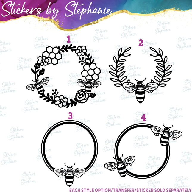 (s01A-154) Bee Monogram Frame Iron-On Transfer