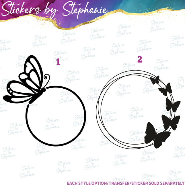 (s01A-155) Butterfly Monogram Frame Iron-On Transfer