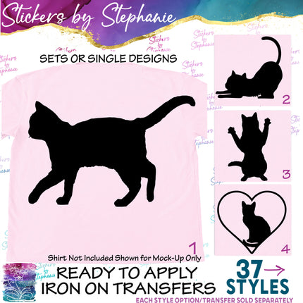 (s01A-156) Cat Silhouette Iron-On Transfer