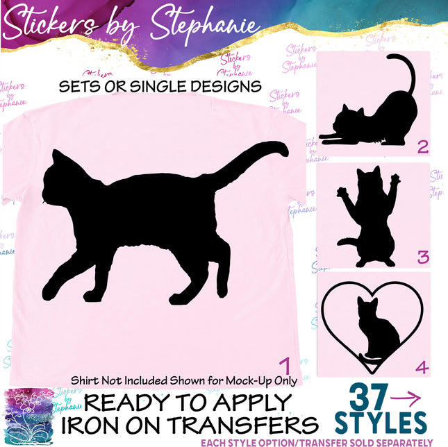 (s01A-156) Cat Silhouette Iron-On Transfer