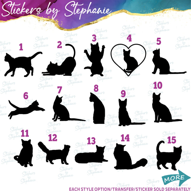 (s01A-156) Cat Silhouette Iron-On Transfer