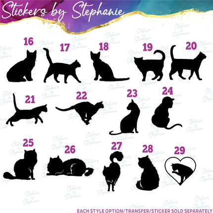 (s01A-156) Cat Silhouette Iron-On Transfer