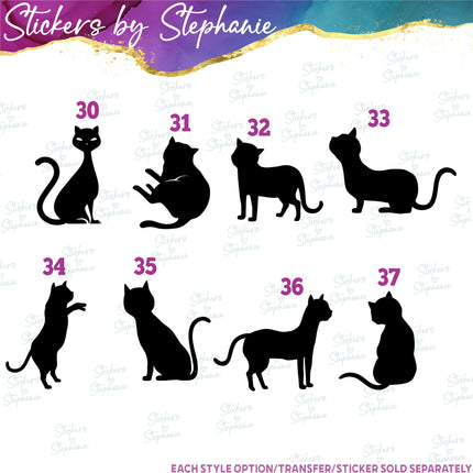 (s01A-156) Cat Silhouette Iron-On Transfer