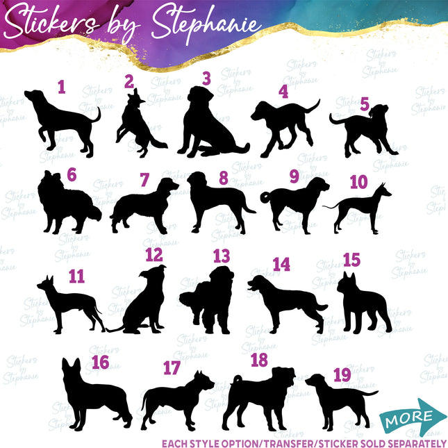 (s01A-157) Dog Silhouette Iron-On Transfer