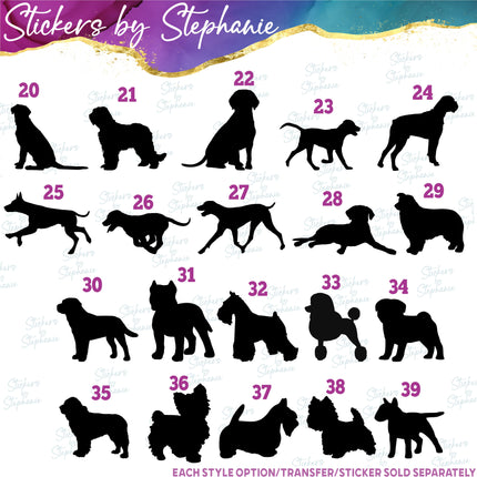 (s01A-157) Dog Silhouette Iron-On Transfer