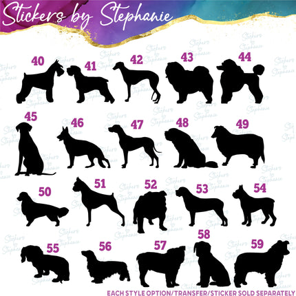(s01A-157) Dog Silhouette Iron-On Transfer