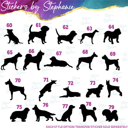 (s01A-157) Dog Silhouette Iron-On Transfer