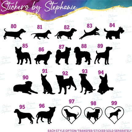 (s01A-157) Dog Silhouette Iron-On Transfer