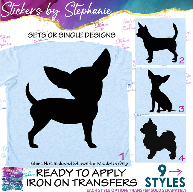 (s01A-158) Chihuahua Dog Silhouette Iron-On Transfer