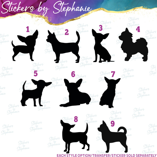(s01A-158) Chihuahua Dog Silhouette Iron-On Transfer