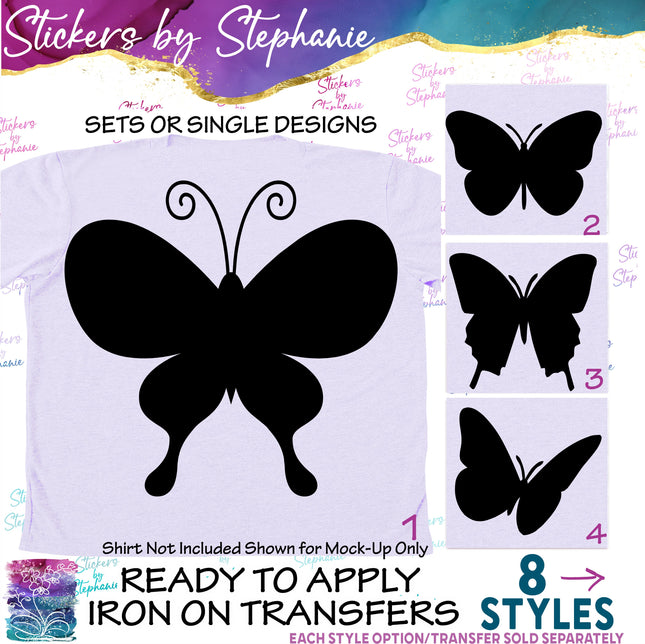 (s01A-161) Butterfly Silhouette Iron-On Transfer