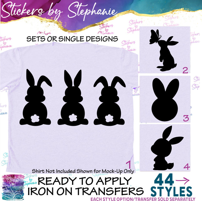 (s01A-162) Bunny Rabbit Silhouette Iron-On Transfer