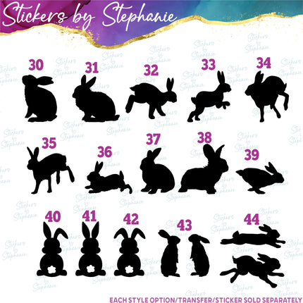 (s01A-162) Bunny Rabbit Silhouette Iron-On Transfer