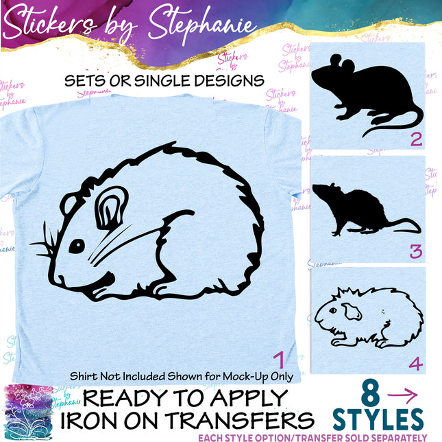 (s01A-163) Mouse, Rat, Hamster, Guinea Pig Iron-On Transfer