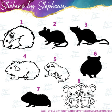 (s01A-163) Mouse, Rat, Hamster, Guinea Pig Iron-On Transfer