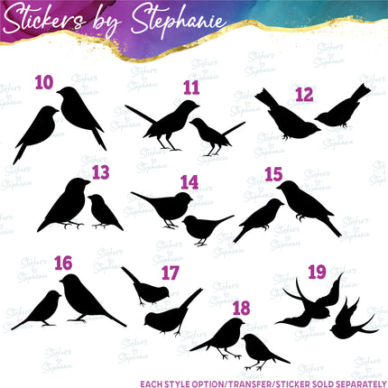 (s01A-164) Birds set 2 Iron-On Transfer