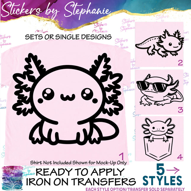 (s01A-167) Axolotl Iron-On Transfer