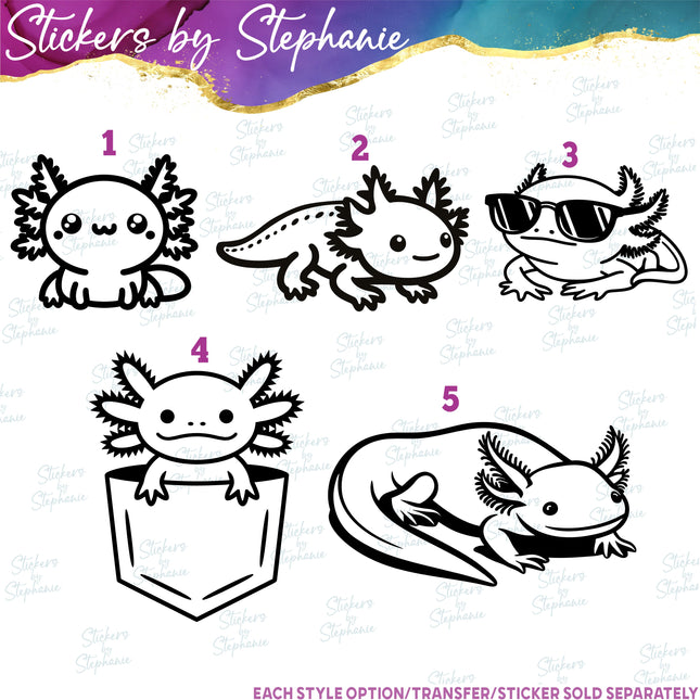 (s01A-167) Axolotl Iron-On Transfer