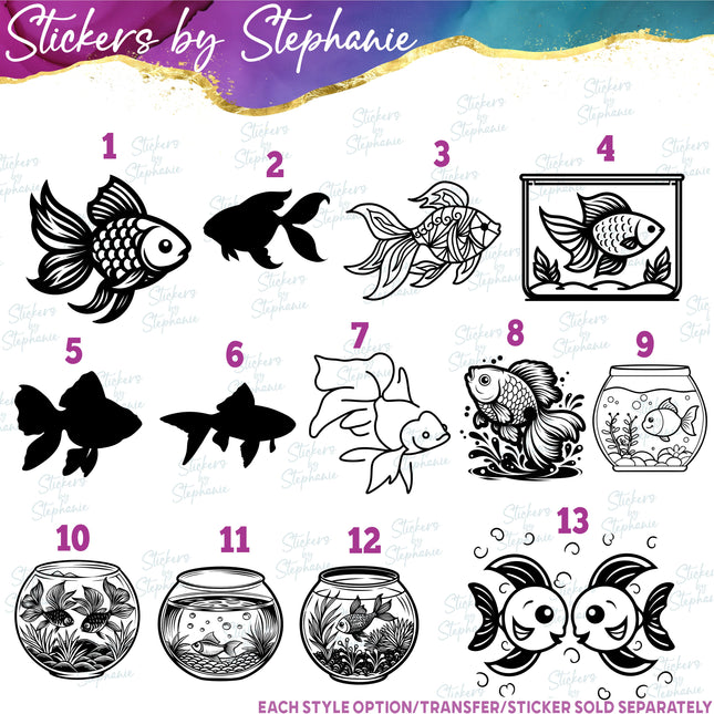 (s01A-168) Goldfish Fish Iron-On Transfer
