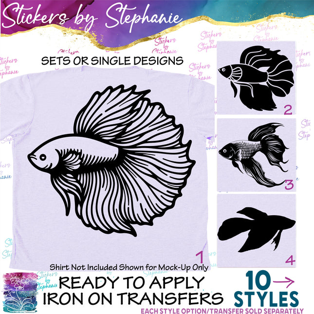(s01A-169) Betta Siamese Fighting Fish Iron-On Transfer