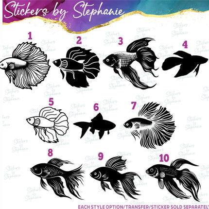 (s01A-169) Betta Siamese Fighting Fish Iron-On Transfer