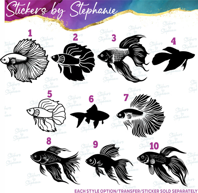 (s01A-169) Betta Siamese Fighting Fish Iron-On Transfer