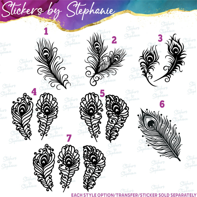 (s01A-017) Peacock Feather Iron-On Transfer
