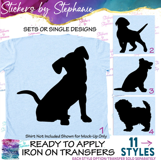 (s01A-170) Dog Puppy Silhouette Iron-On Transfer
