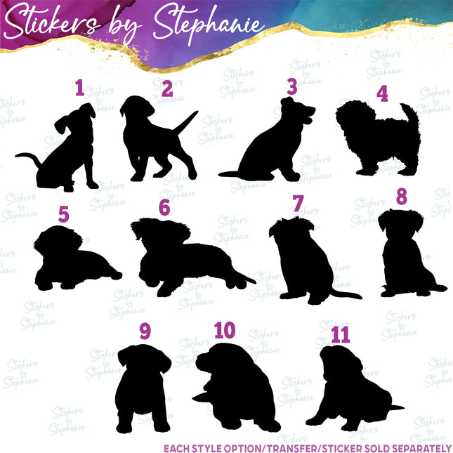 (s01A-170) Dog Puppy Silhouette Iron-On Transfer