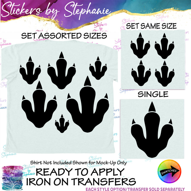 (s01A-174) Dinosaur Tracks Iron-On Transfer