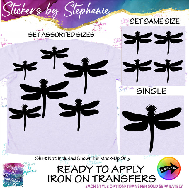 (s01A-179) Dragonfly Silhouette Iron-On Transfer