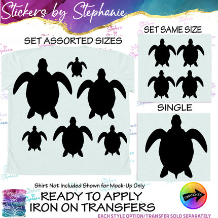 (s01A-182) Turtle Silhouette Iron-On Transfer