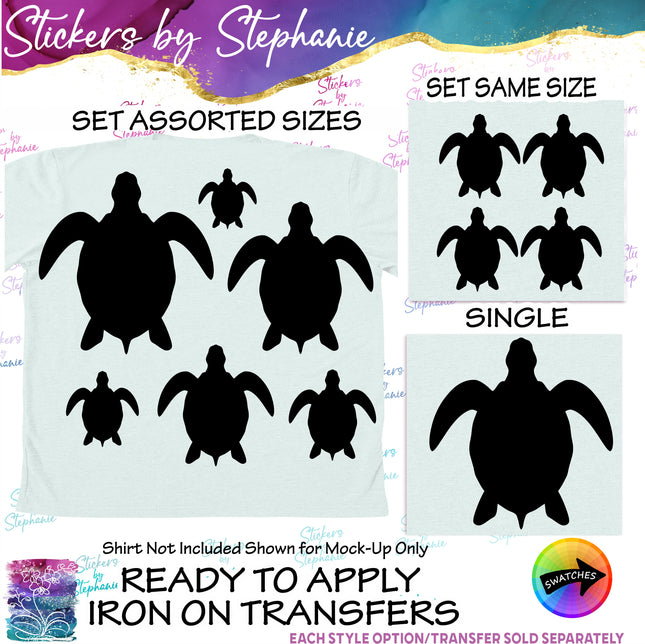 (s01A-182) Turtle Silhouette Iron-On Transfer