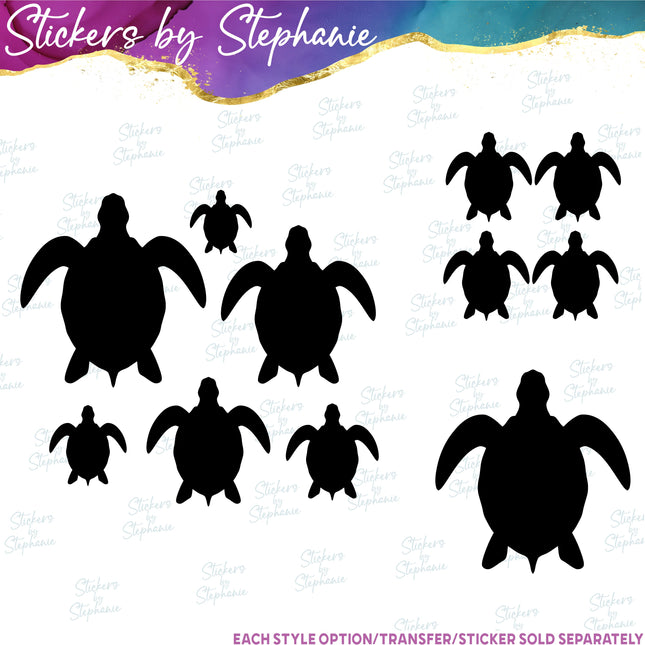 (s01A-182) Turtle Silhouette Iron-On Transfer