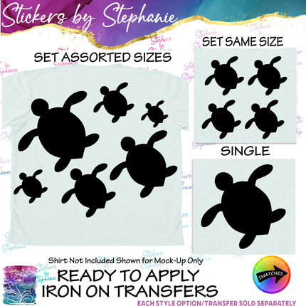 (s01A-183) Turtle Silhouette Iron-On Transfer