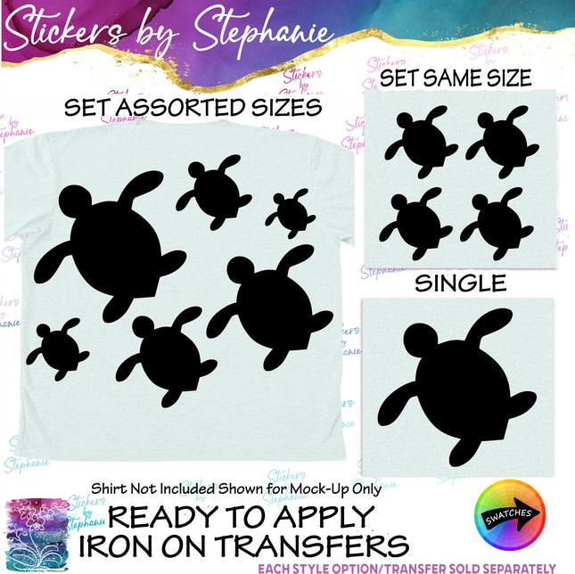 (s01A-183) Turtle Silhouette Iron-On Transfer