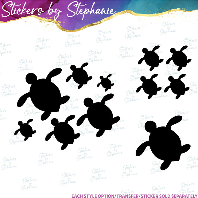 (s01A-183) Turtle Silhouette Iron-On Transfer