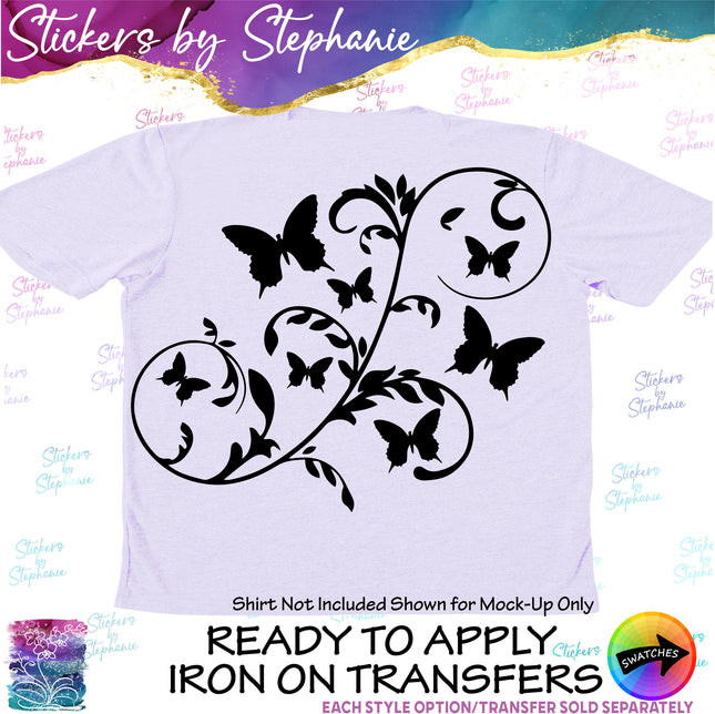 (s01A-184) Butterfly Scroll Iron-On Transfer