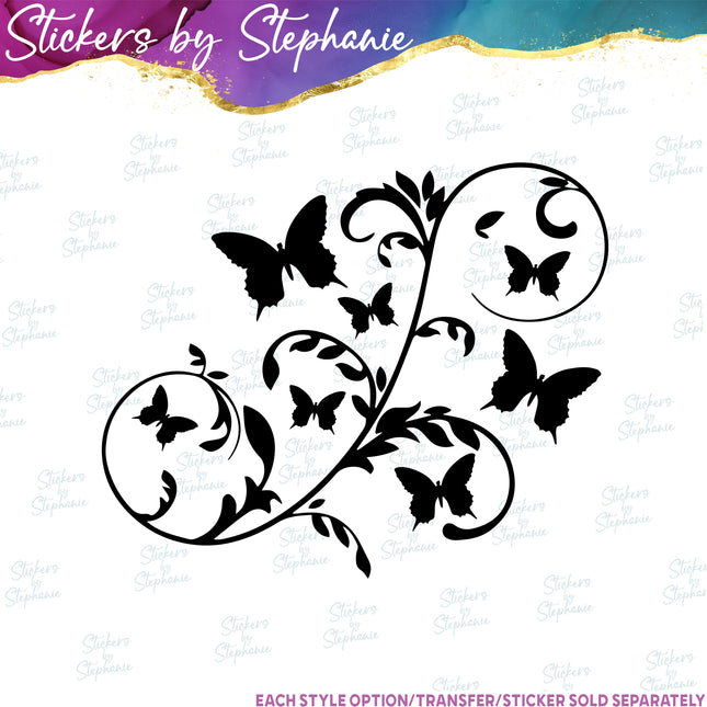 (s01A-184) Butterfly Scroll Iron-On Transfer