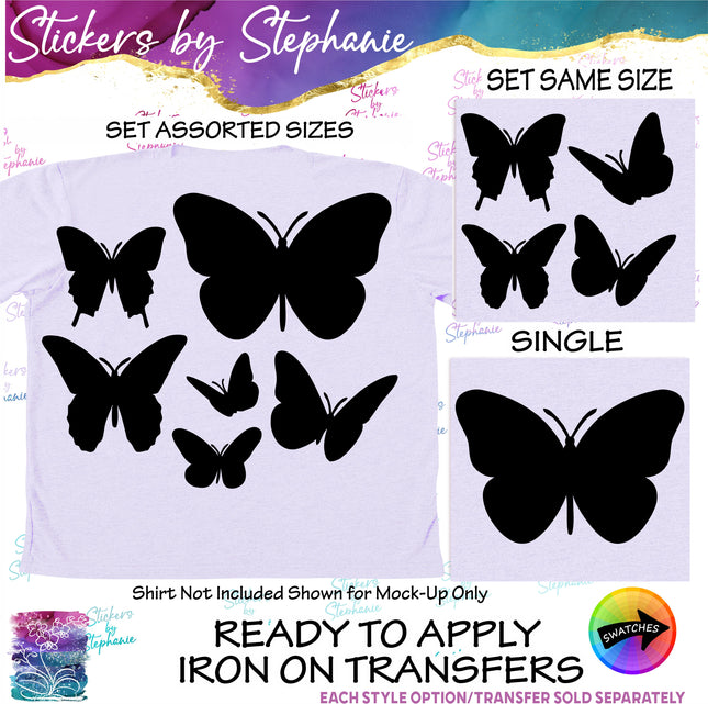 (s01A-185) Butterfly Silhouette Iron-On Transfer
