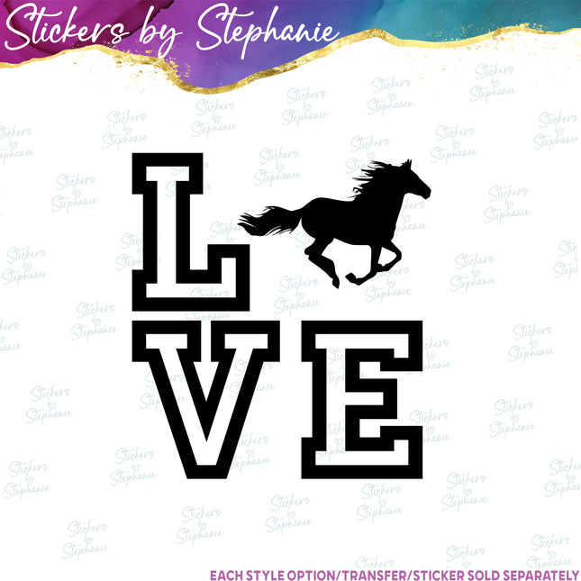 (s01A-188) Horse Stacked Love Iron-On Transfer