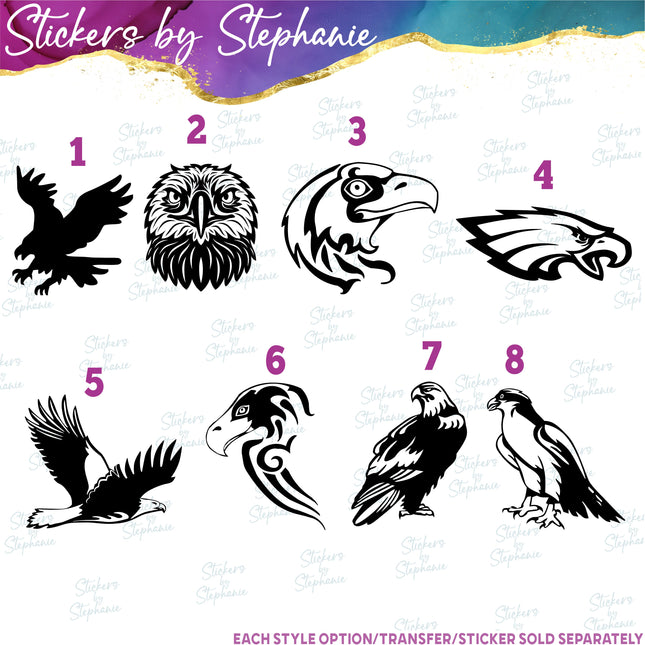 (s01A-019) Eagle, Hawk, Falcon Iron-On Transfer