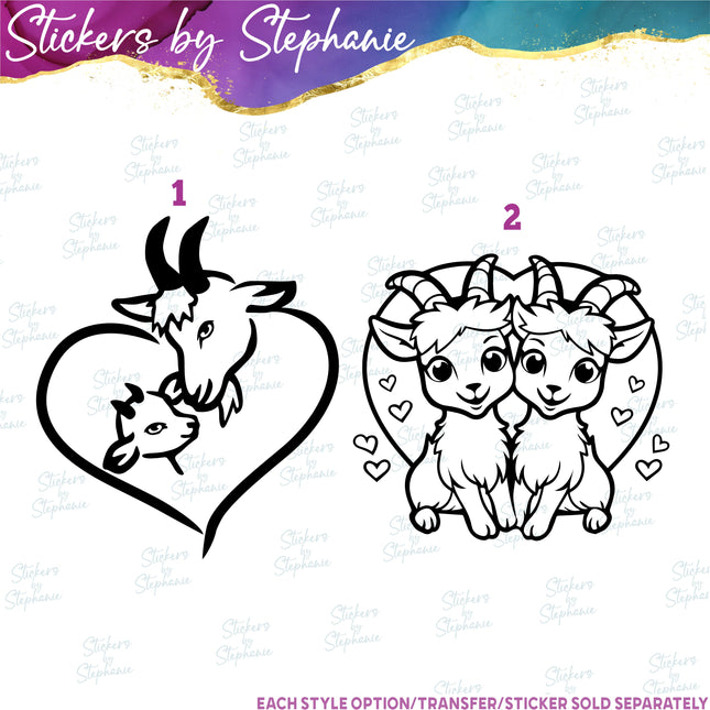 (s01A-190) Goat Mama Baby Love Iron-On Transfer