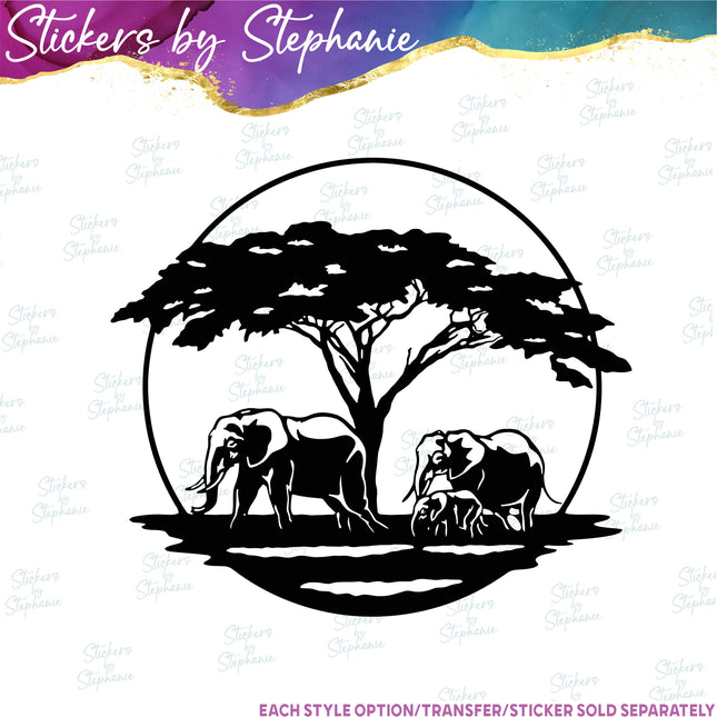 (s01A-191) Elephants Safari  Iron-On Transfer